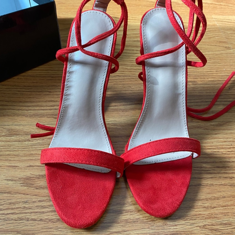 Red Strappy Heeled Sandals